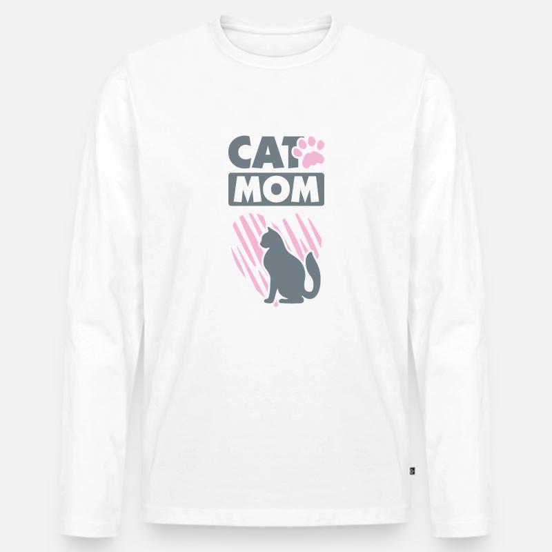 Katzenmutter. Zeichen - Männer Premium Bio Langarmshirt - Weiß