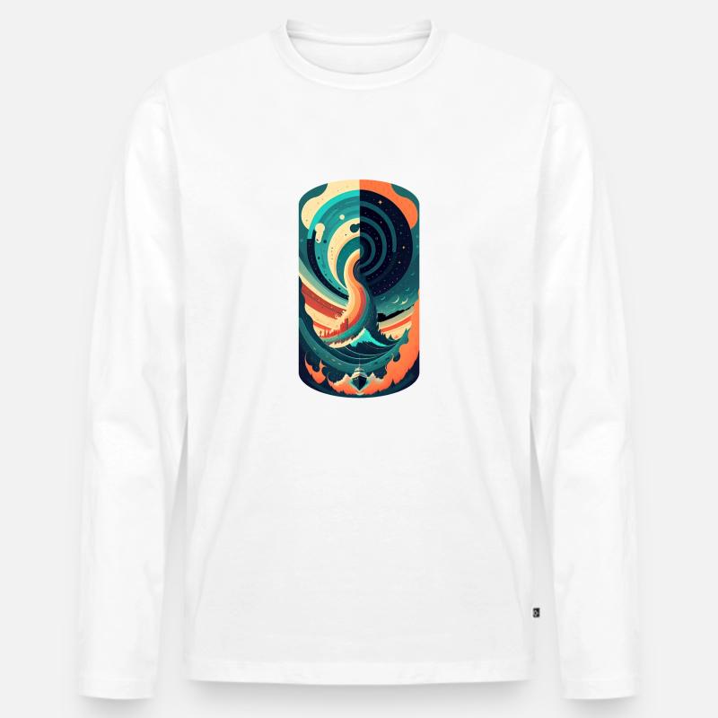 Boot in den Fluten - Männer Premium Bio Langarmshirt - Weiß