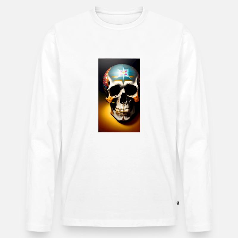 Mexikanischer Schädel - Männer Premium Bio Langarmshirt - Weiß