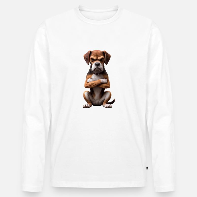 Hund grimmig 4 - Männer Premium Bio Langarmshirt - Weiß