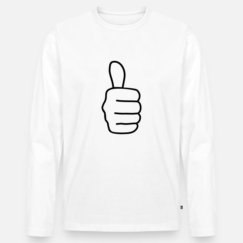 Daumen hoch - Männer Premium Bio Langarmshirt - Weiß