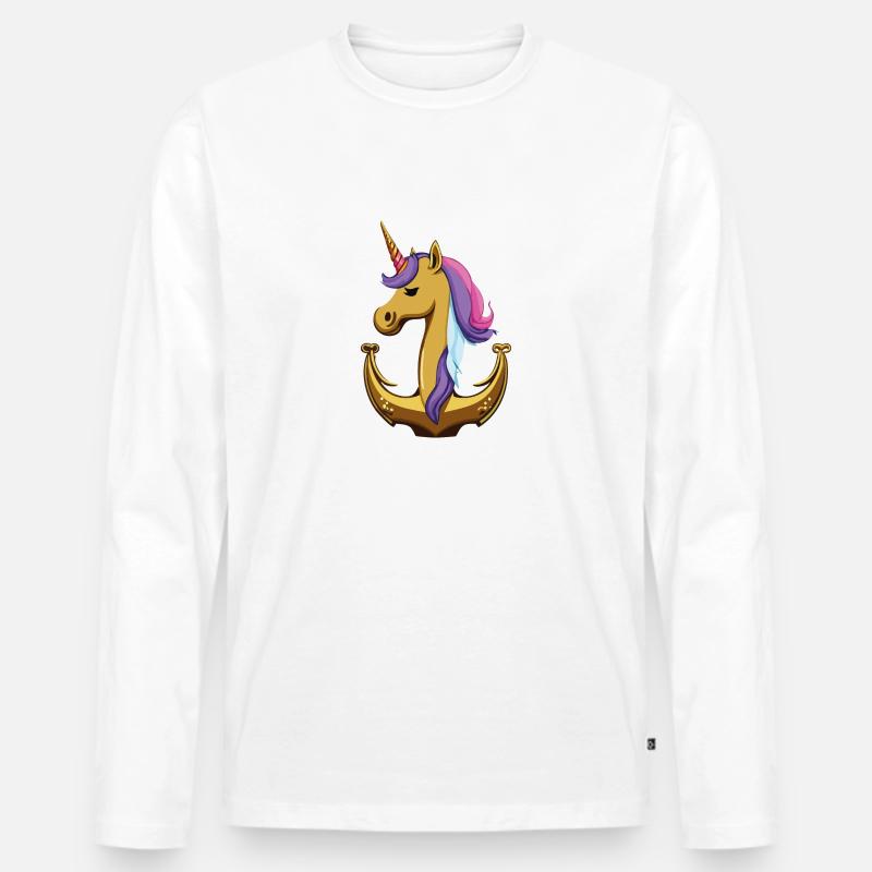 einhorn anker - Männer Premium Bio Langarmshirt - Weiß