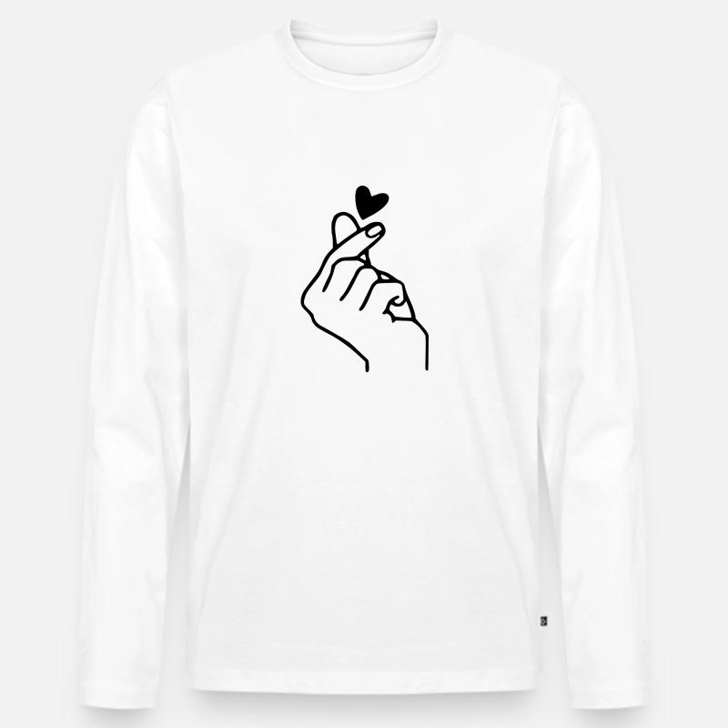schnippende Hand mit Herz - Männer Premium Bio Langarmshirt - Weiß