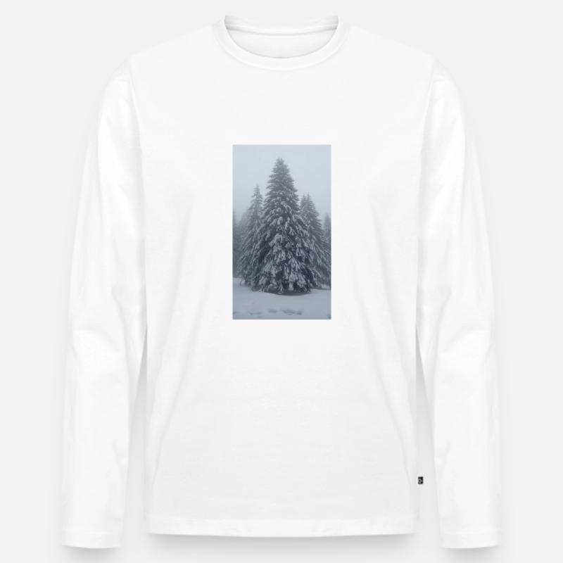 Tannenbaum im Schnee - Männer Premium Bio Langarmshirt - Weiß