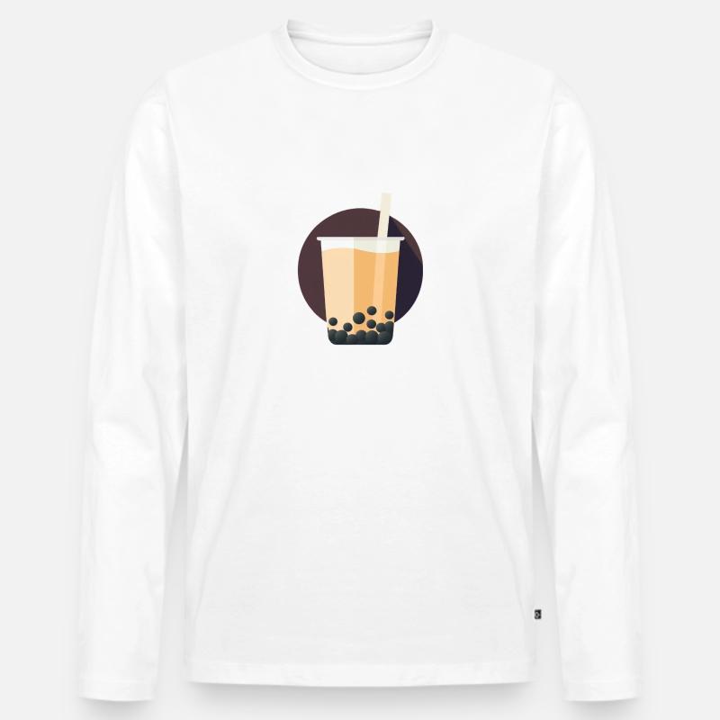 Rundes Bubble Tea Icon - Männer Premium Bio Langarmshirt - Weiß
