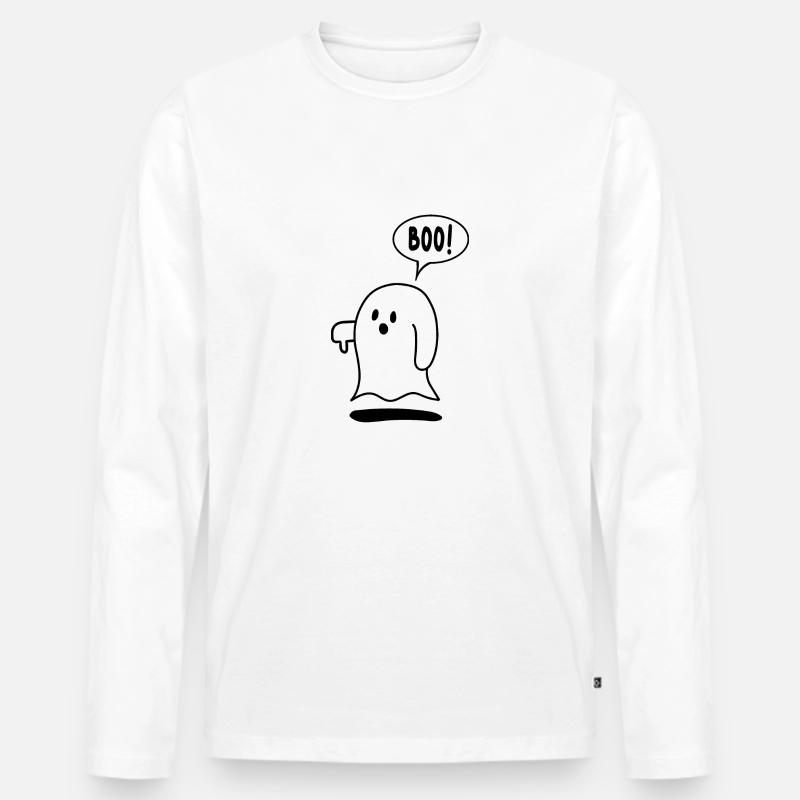 Phantom / Boo Geist / Boge Geist - Männer Premium Bio Langarmshirt - Weiß