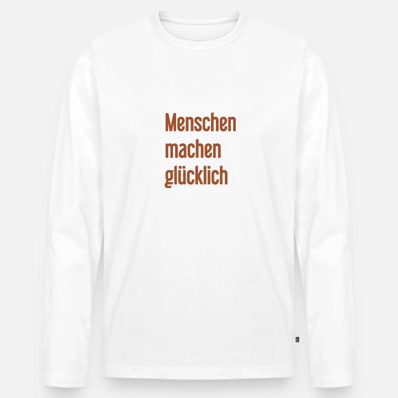 Menschen machen glücklich – Positives Statement - Männer Premium Bio Langarmshirt - Weiß