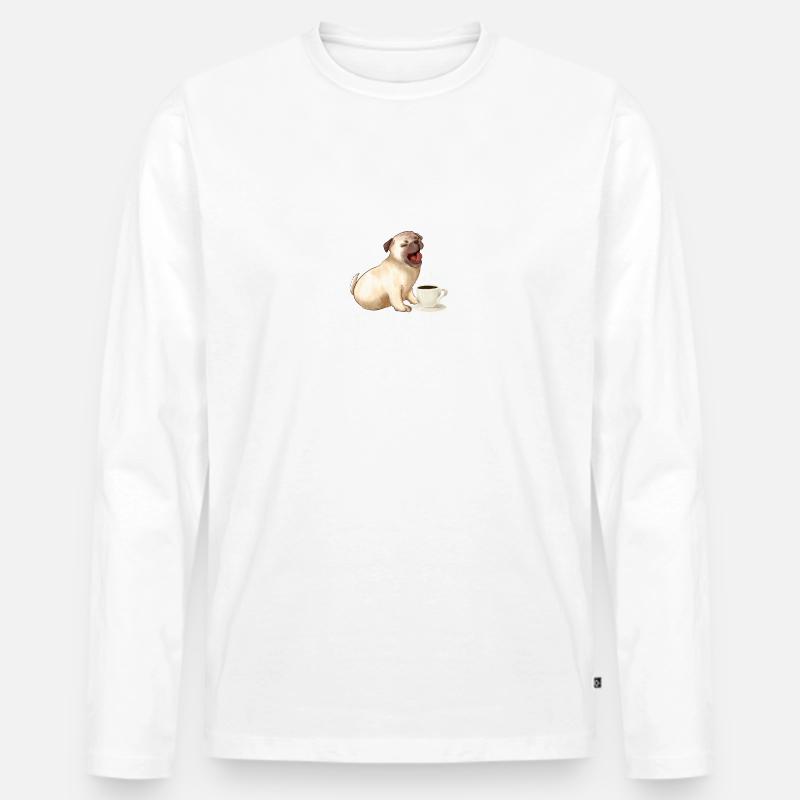 Möpse - Männer Premium Bio Langarmshirt - Weiß