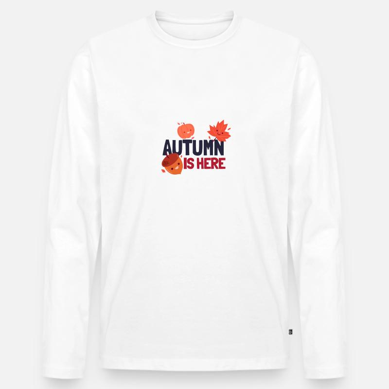 Der Herbst ist da - Männer Premium Bio Langarmshirt - Weiß