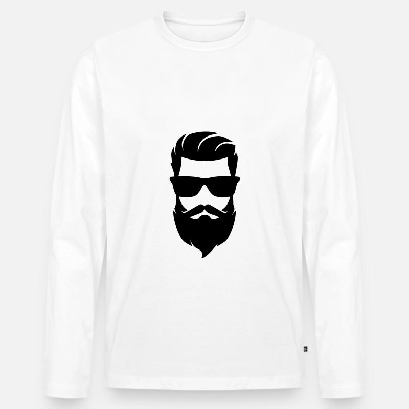Gesicht bart symbol - Männer Premium Bio Langarmshirt - Weiß