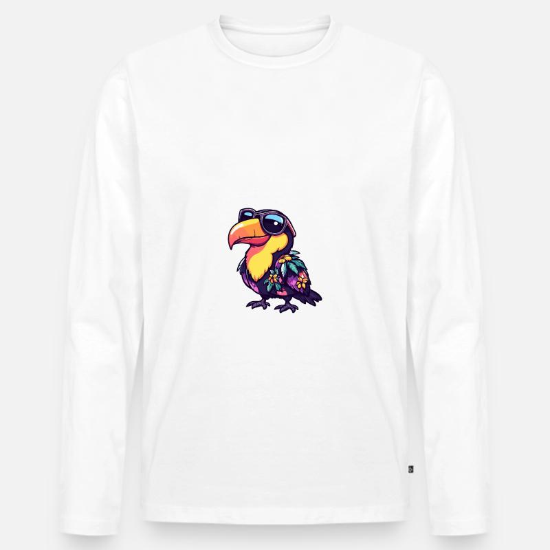 Tukan Vogel Comic Urlaub - Männer Premium Bio Langarmshirt - Weiß