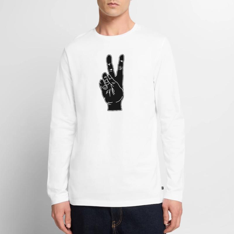 Geste de la main noire paix T-shirt manches longues Premium bio Homme