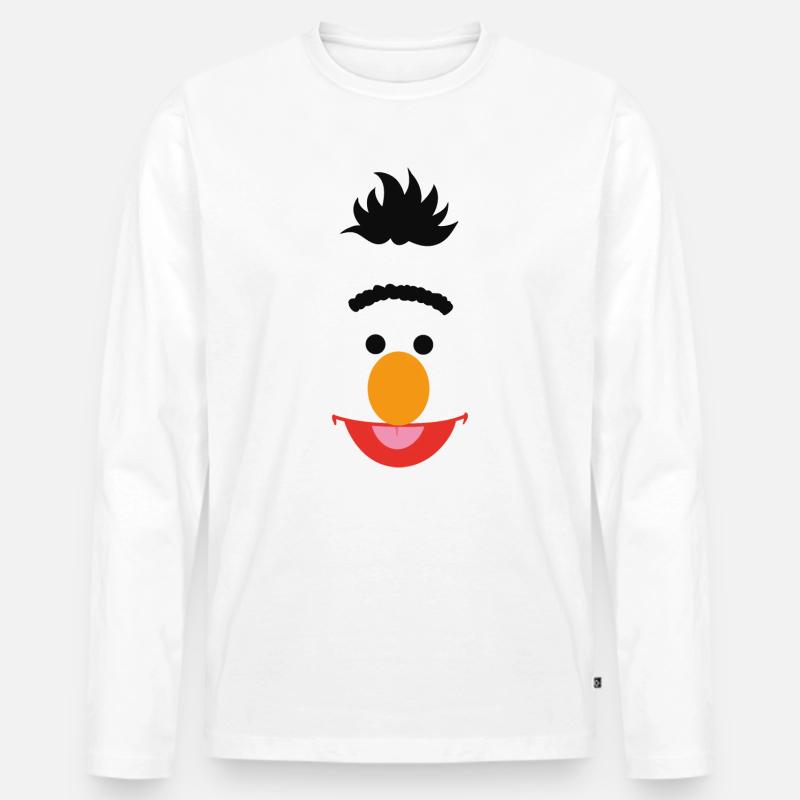 Sesamstraße Bert Gesicht - Männer Premium Bio Langarmshirt - Weiß