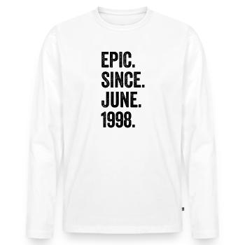 25 Years Old Epic Since June 1998 25th Birthday - Men's Premium Organic Long Sleeve Shirt - white - Front - Nico (187cm)