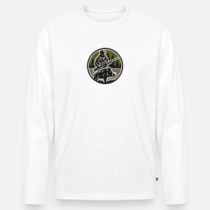 Schwarzwild Hipster - Männer Premium Bio Langarmshirt - Weiß
