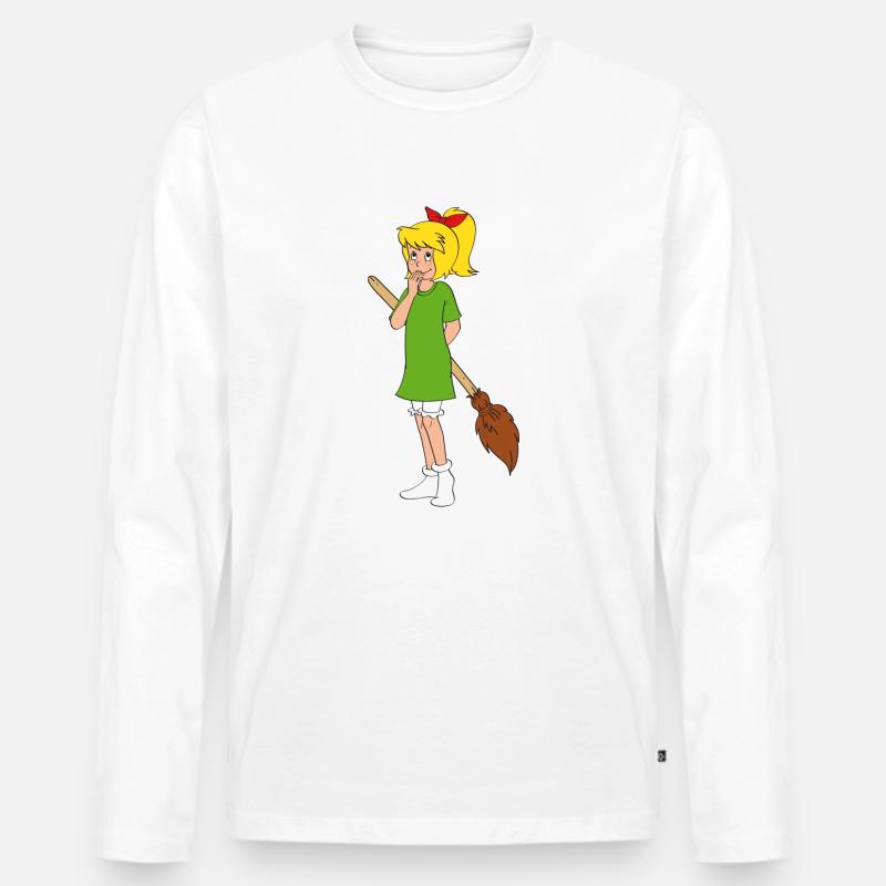 Bibi Blocksberg schüchtern mit Kartoffelbrei - Männer Premium Bio Langarmshirt - Weiß