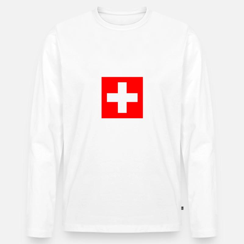 Schweiz/Schweizer - Männer Premium Bio Langarmshirt - Weiß