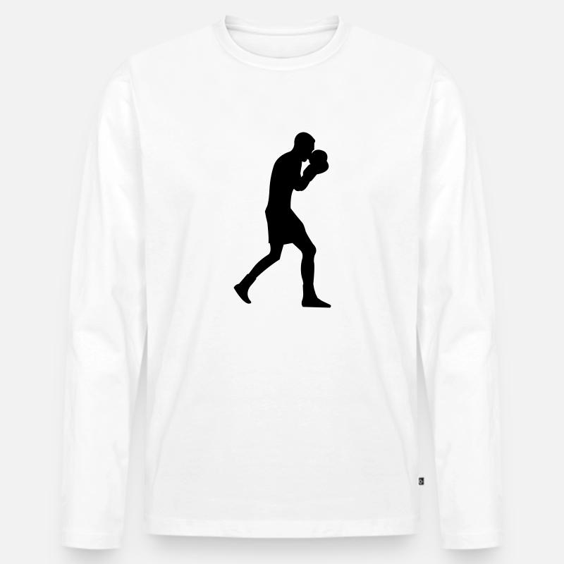 boxer - Männer Premium Bio Langarmshirt - Weiß