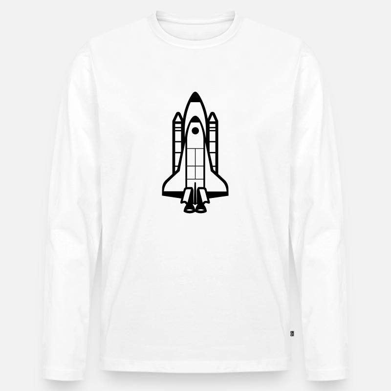 Rakete - Männer Premium Bio Langarmshirt - Weiß