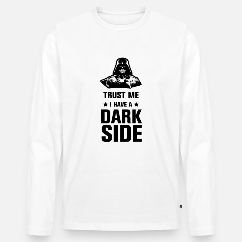 Dunkle Seite - Männer Premium Bio Langarmshirt - Weiß