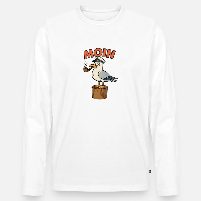 Moin Möwe - Männer Premium Bio Langarmshirt - Weiß