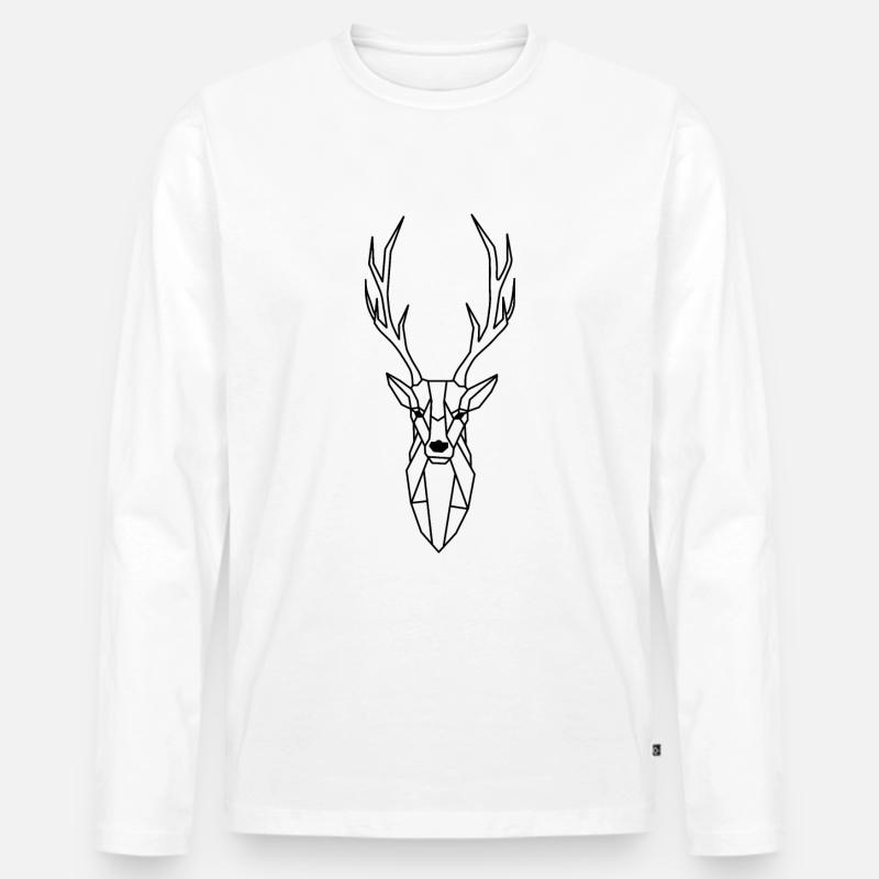 Geometrisch Wald Hirsch - Männer Premium Bio Langarmshirt - Weiß