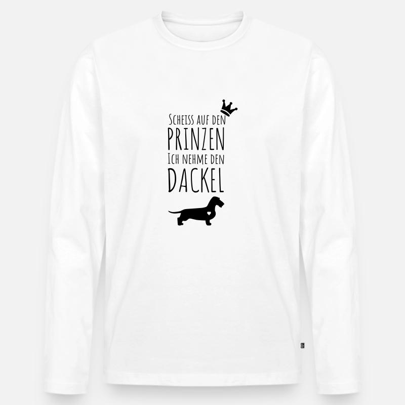 Prinz & Dackel - Männer Premium Bio Langarmshirt - Weiß