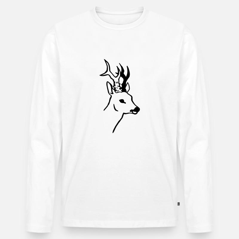 Rehbock - Männer Premium Bio Langarmshirt - Weiß