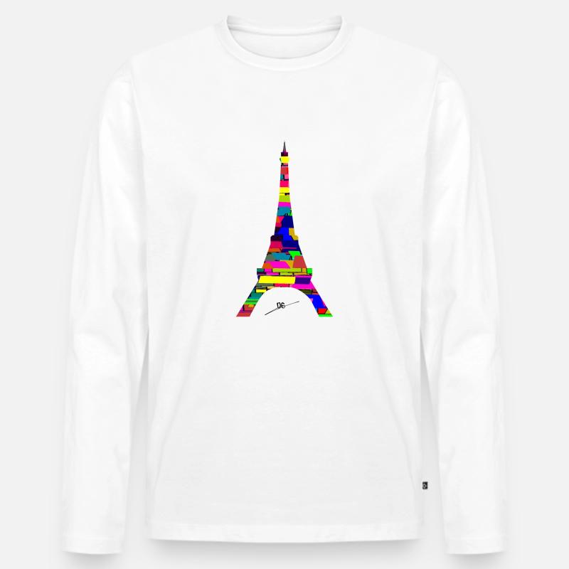 Eiffel Kunst - Männer Premium Bio Langarmshirt - Weiß