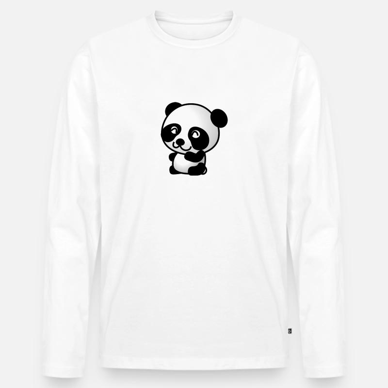 Niedlicher Panda - Männer Premium Bio Langarmshirt - Weiß