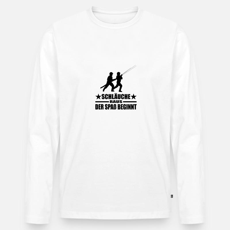 Feuerwehr - Männer Premium Bio Langarmshirt - Weiß