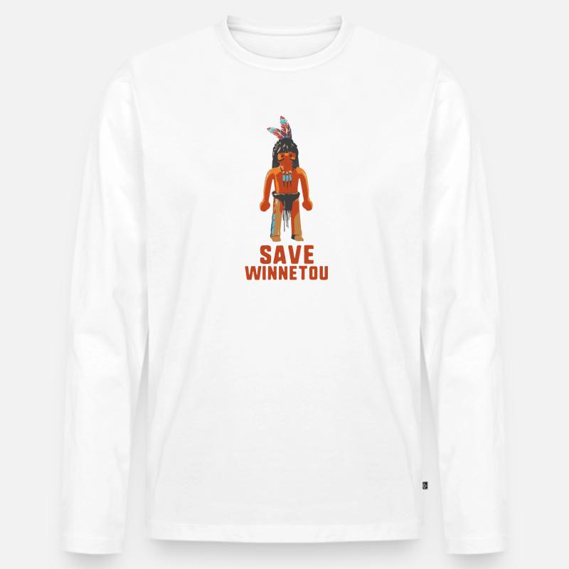 save winnetou,winnetou,indianer,comic - Männer Premium Bio Langarmshirt - Weiß