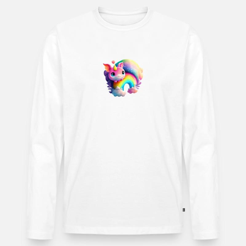 Regenbogen - Männer Premium Bio Langarmshirt - Weiß