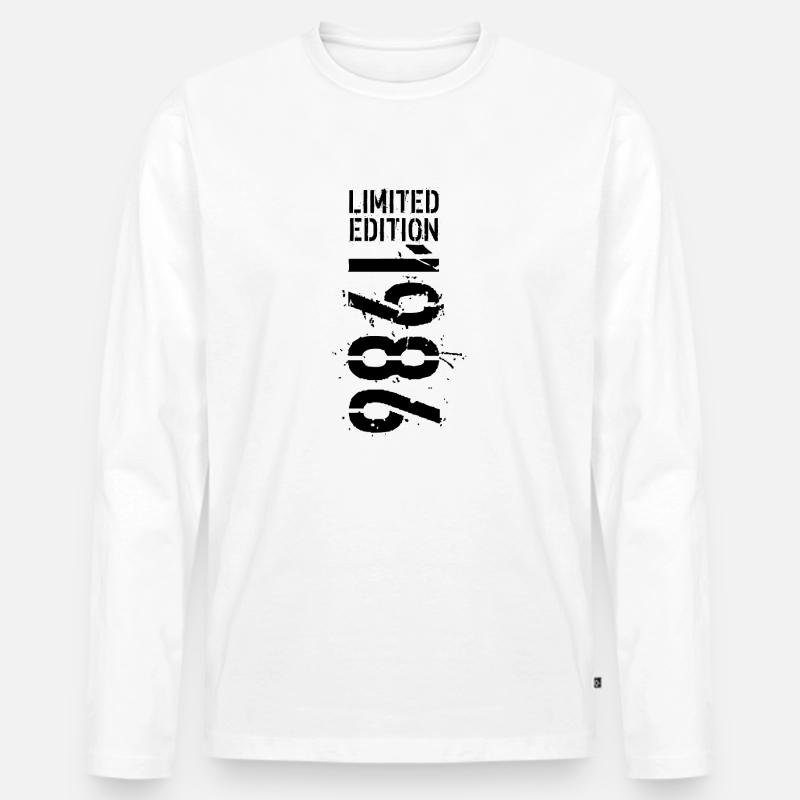 LIMITIERTE EDITION 1986 SCHWARZ - Männer Premium Bio Langarmshirt - Weiß