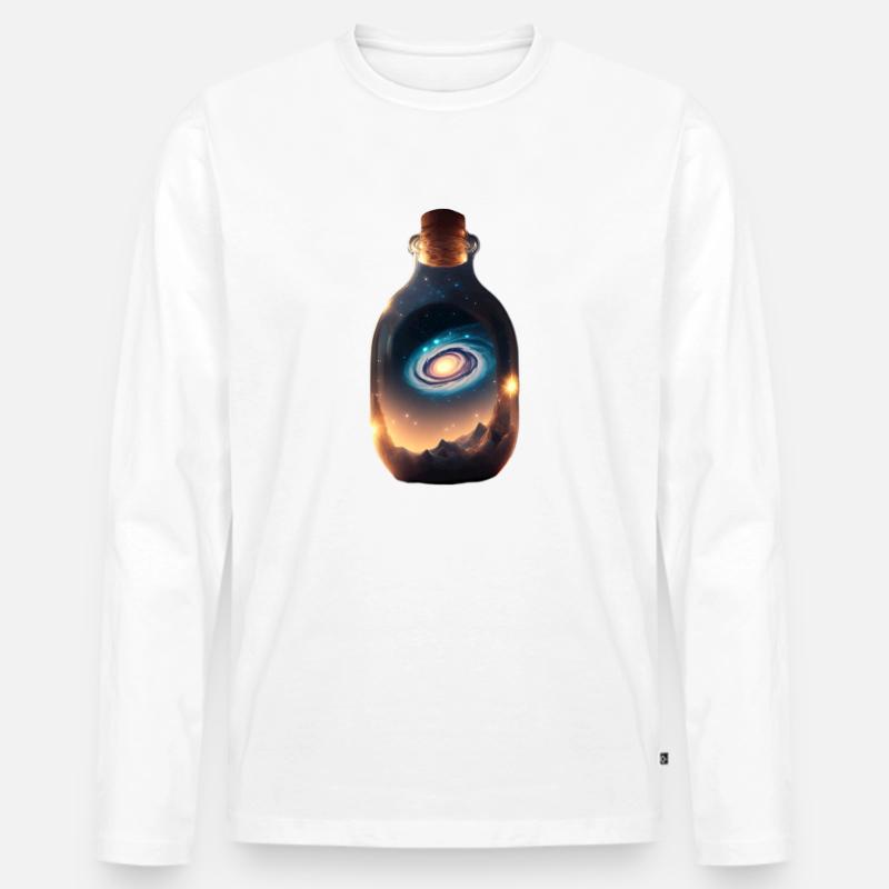 Die Milchstrasse in einer Flasche - Männer Premium Bio Langarmshirt - Weiß