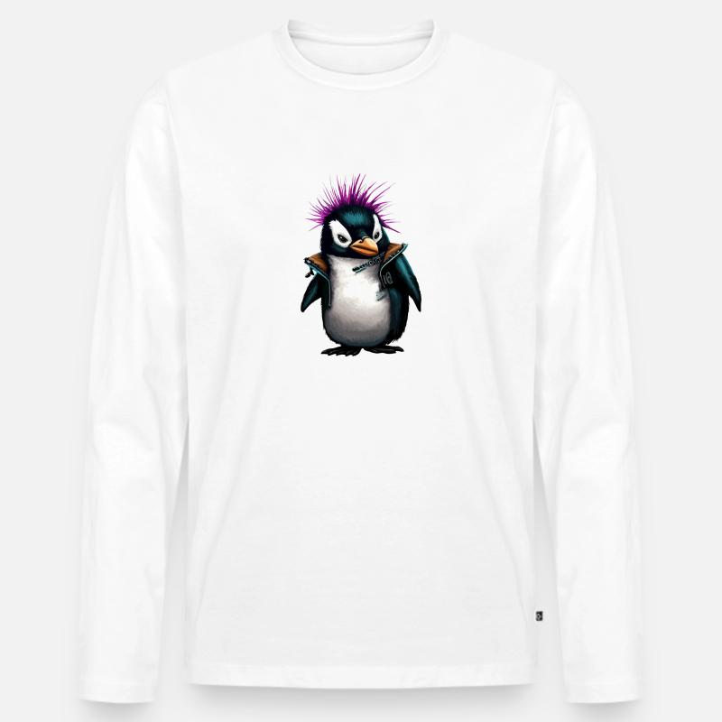 PENGUPUNKS - Männer Premium Bio Langarmshirt - Weiß