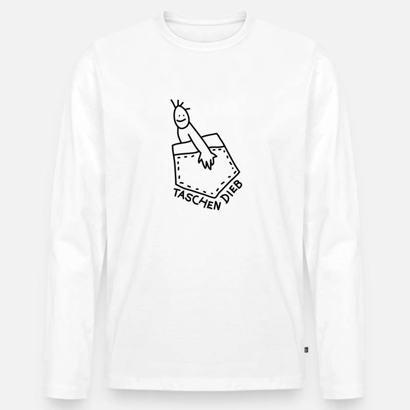 Dieb lustig - Männer Premium Bio Langarmshirt - Weiß