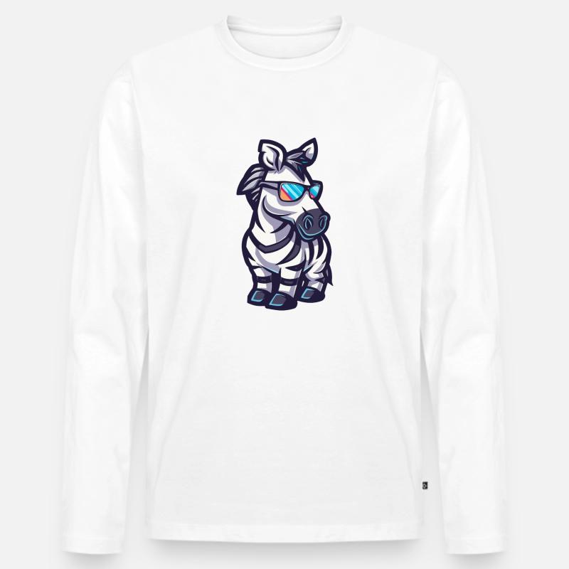 Zebra Cool Comic - Männer Premium Bio Langarmshirt - Weiß