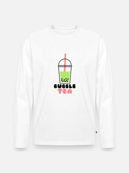 Bubble Tea - Männer Premium Bio Langarmshirt - Weiß