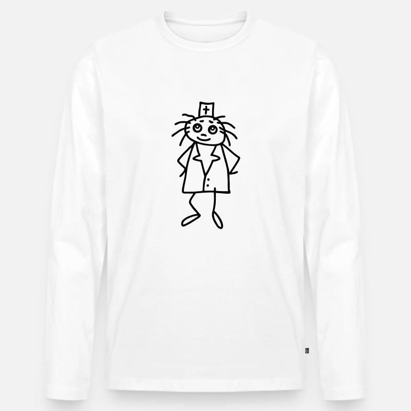 KrankenSchwester - Männer Premium Bio Langarmshirt - Weiß