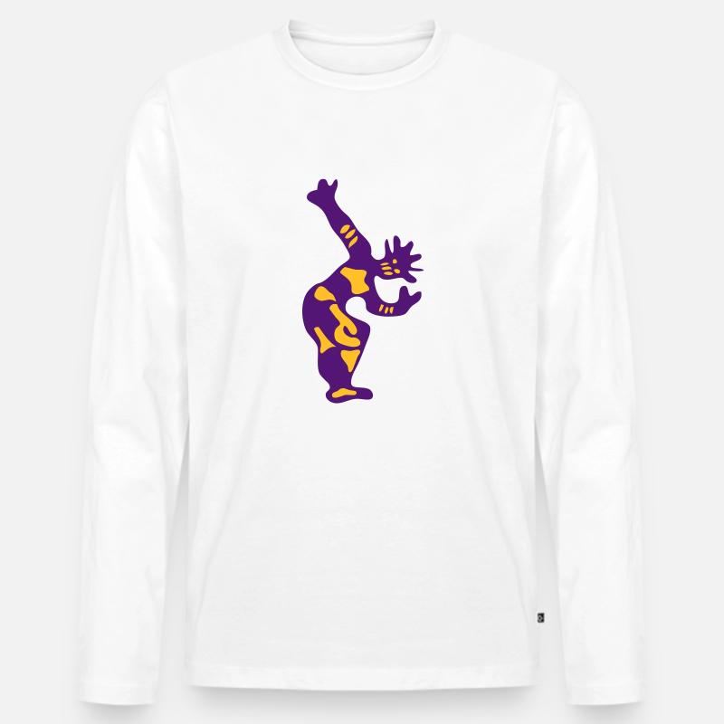 Afrikanischen Tanz Silhouette dance1 - Männer Premium Bio Langarmshirt - Weiß