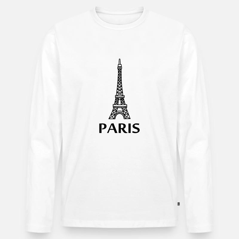 Paris - Eiffelturm - Männer Premium Bio Langarmshirt - Weiß