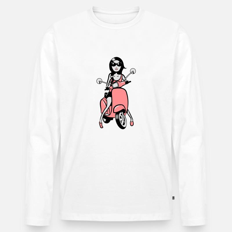 motorroller mädchen style look - Männer Premium Bio Langarmshirt - Weiß