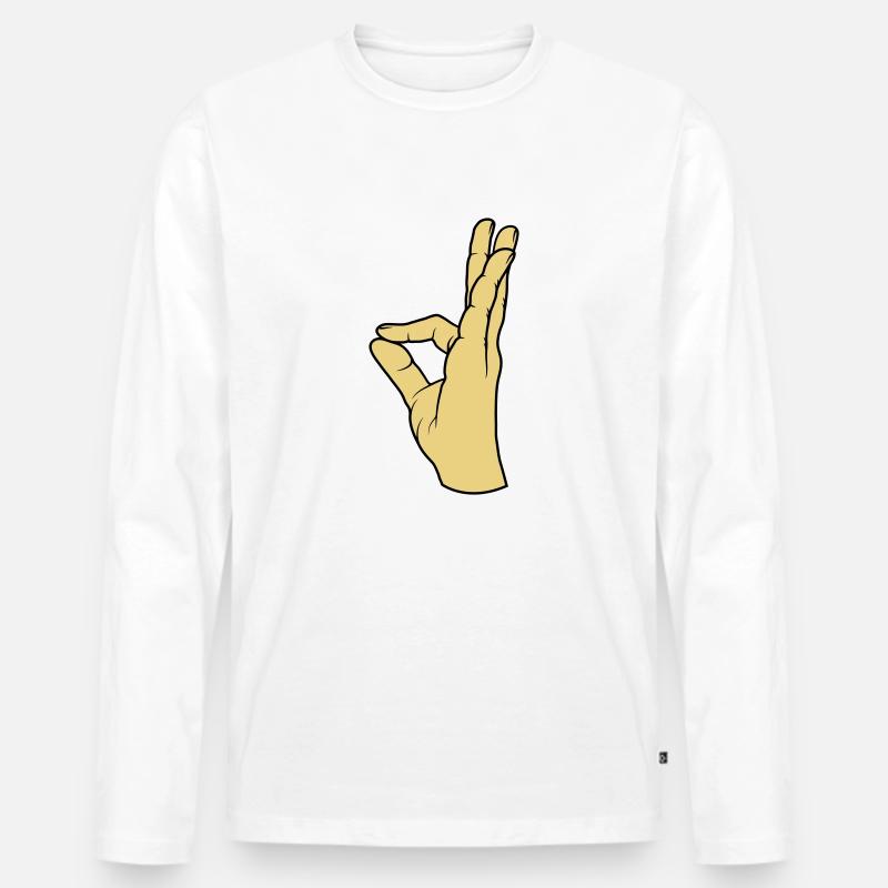 Perfekt sehr lecker Handgeste - Männer Premium Bio Langarmshirt - Weiß