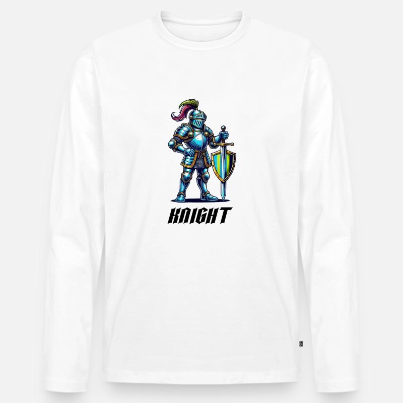 ritter comic - Männer Premium Bio Langarmshirt - Weiß