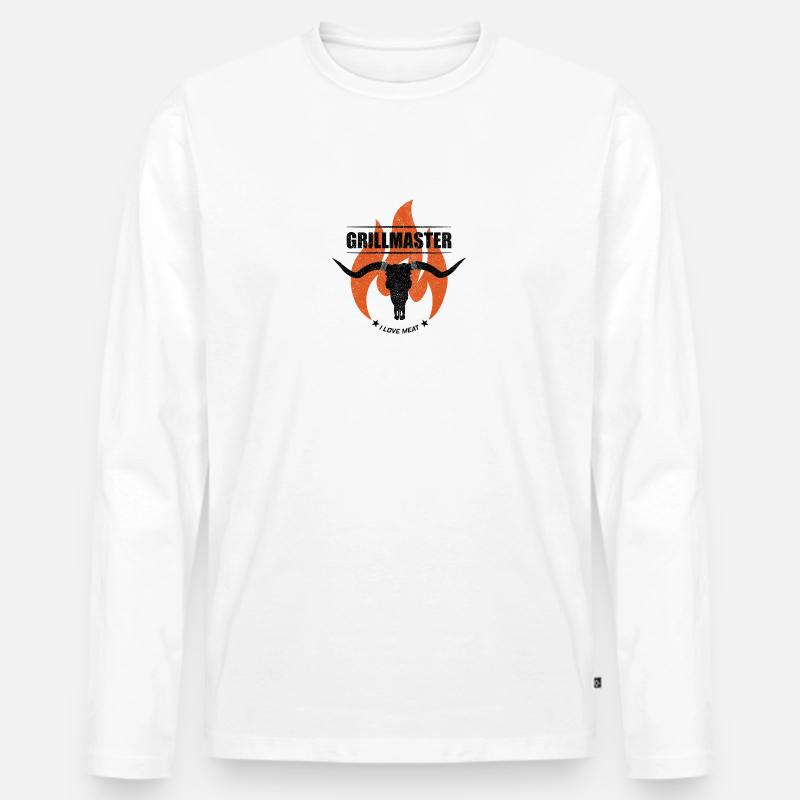 Grillmaster - Männer Premium Bio Langarmshirt - Weiß