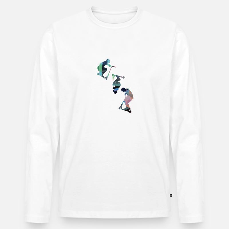 Stuntscooter,Trickscooter,tricks,stunt,e-scooter - Männer Premium Bio Langarmshirt - Weiß