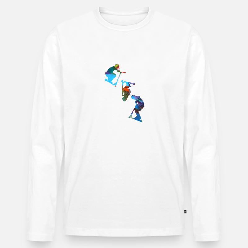 Stuntscooter,Trickscooter,tricks,stunt,e-scooter - Männer Premium Bio Langarmshirt - Weiß