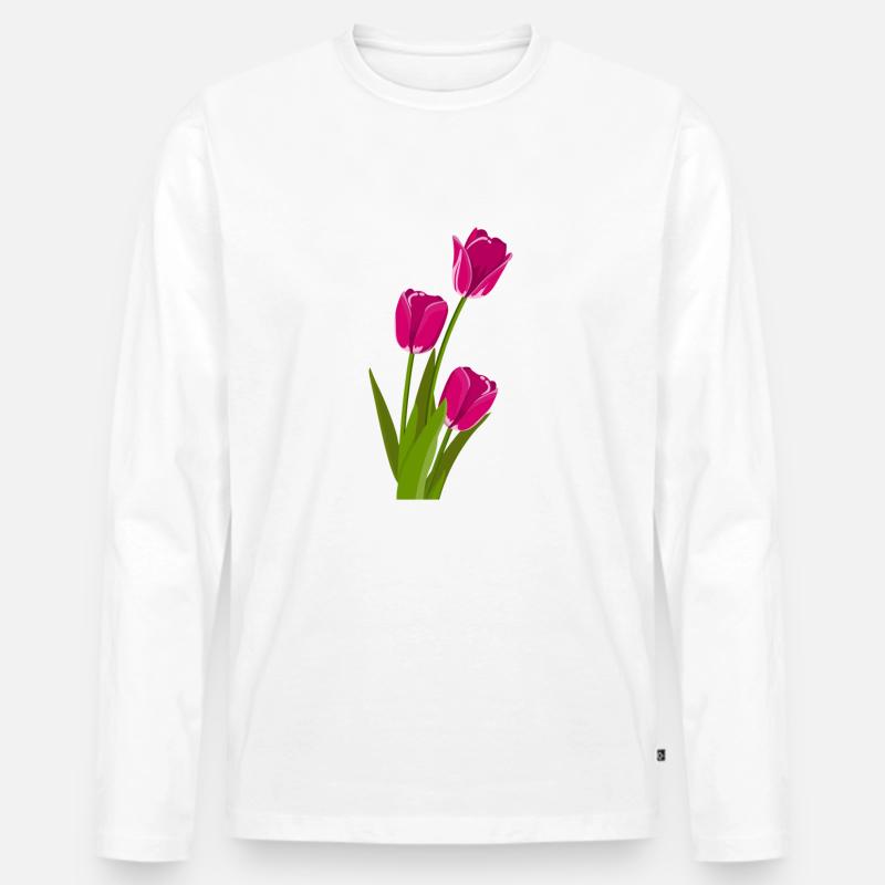 Tulpe Geschenk Geschenkidee - Männer Premium Bio Langarmshirt - Weiß