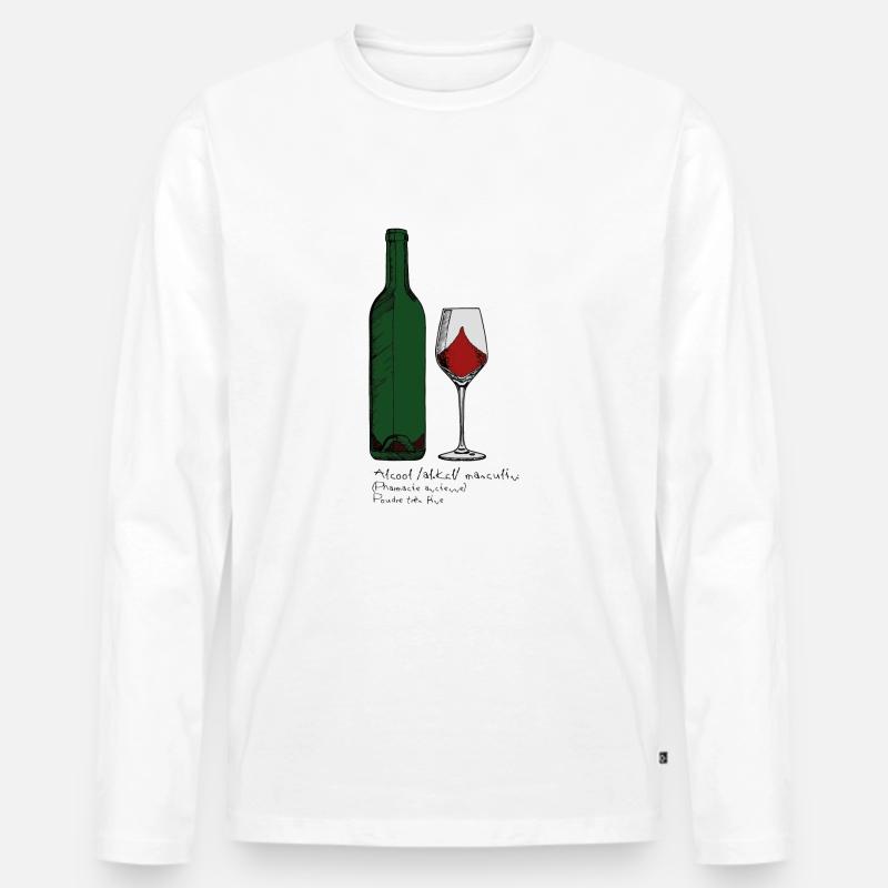 Farbe Wein - Männer Premium Bio Langarmshirt - Weiß